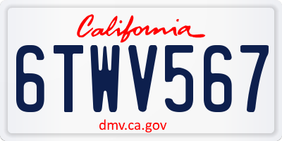 CA license plate 6TWV567