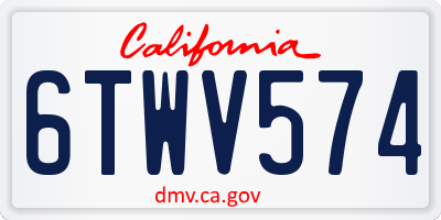CA license plate 6TWV574