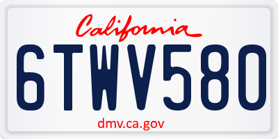 CA license plate 6TWV580