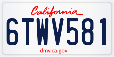 CA license plate 6TWV581