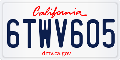 CA license plate 6TWV605