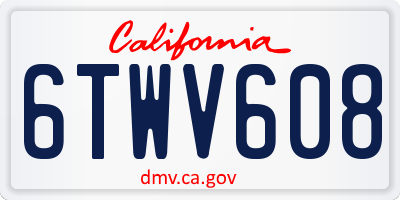 CA license plate 6TWV608