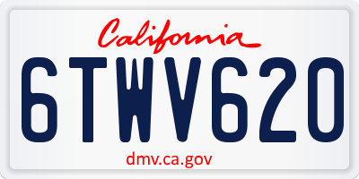 CA license plate 6TWV620