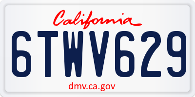 CA license plate 6TWV629