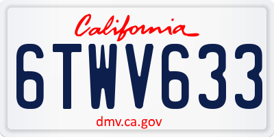 CA license plate 6TWV633