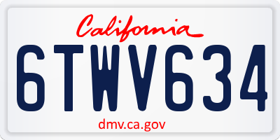 CA license plate 6TWV634