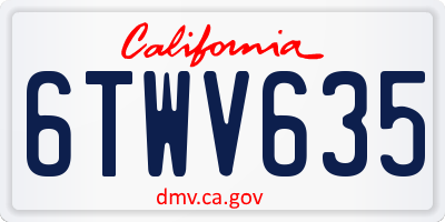 CA license plate 6TWV635