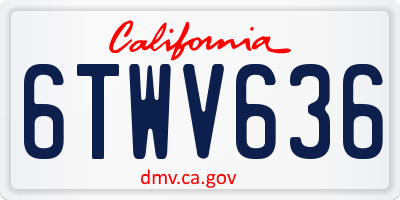 CA license plate 6TWV636