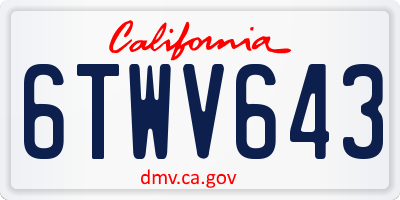 CA license plate 6TWV643
