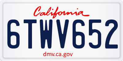 CA license plate 6TWV652
