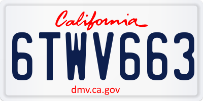 CA license plate 6TWV663