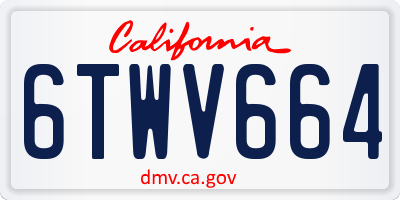 CA license plate 6TWV664