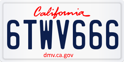 CA license plate 6TWV666