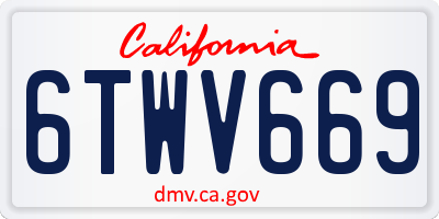 CA license plate 6TWV669