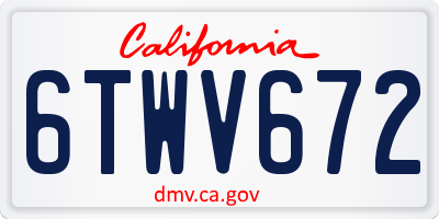 CA license plate 6TWV672
