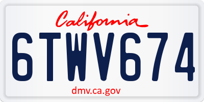 CA license plate 6TWV674