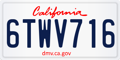 CA license plate 6TWV716