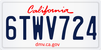 CA license plate 6TWV724