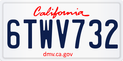 CA license plate 6TWV732