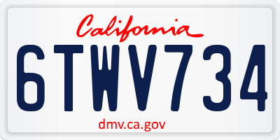 CA license plate 6TWV734