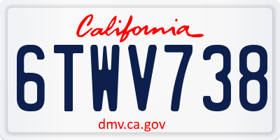 CA license plate 6TWV738