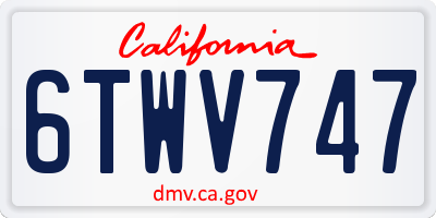 CA license plate 6TWV747
