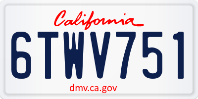 CA license plate 6TWV751