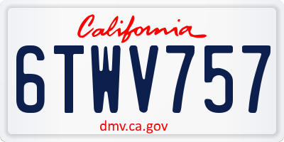 CA license plate 6TWV757