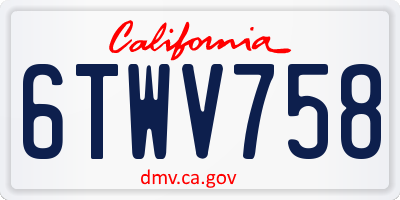CA license plate 6TWV758