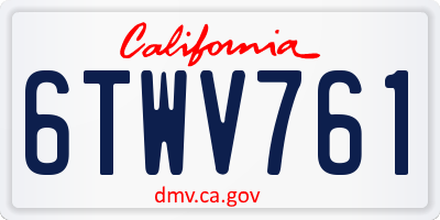 CA license plate 6TWV761