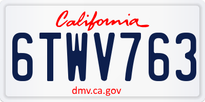 CA license plate 6TWV763