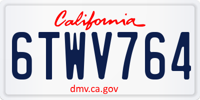 CA license plate 6TWV764