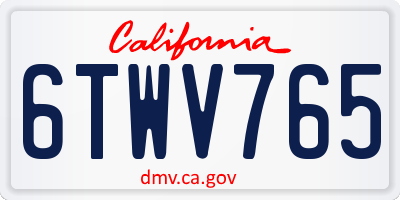CA license plate 6TWV765