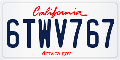 CA license plate 6TWV767