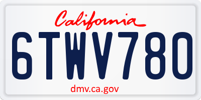 CA license plate 6TWV780