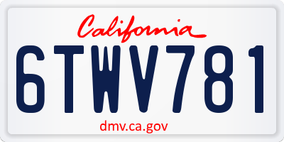 CA license plate 6TWV781