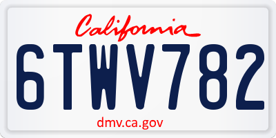 CA license plate 6TWV782