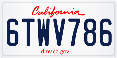 CA license plate 6TWV786