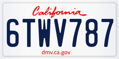 CA license plate 6TWV787