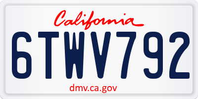 CA license plate 6TWV792