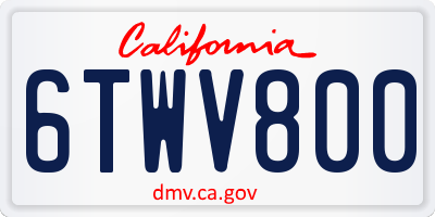 CA license plate 6TWV800