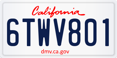 CA license plate 6TWV801