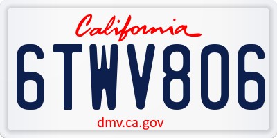 CA license plate 6TWV806