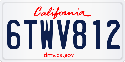 CA license plate 6TWV812