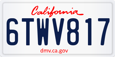 CA license plate 6TWV817