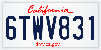 CA license plate 6TWV831