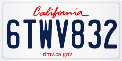 CA license plate 6TWV832