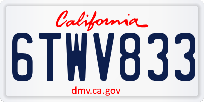 CA license plate 6TWV833