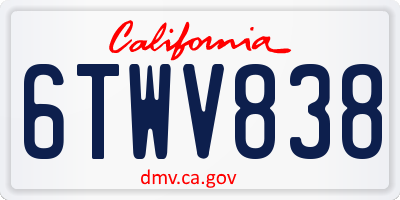 CA license plate 6TWV838