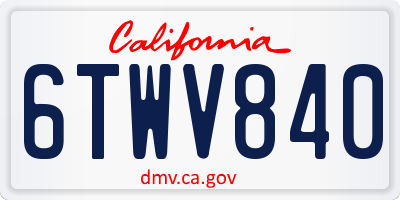 CA license plate 6TWV840